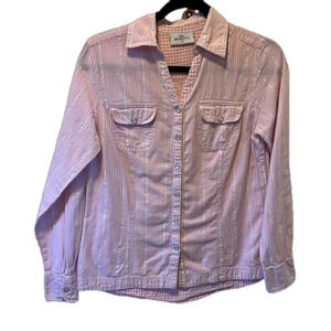 Gina Benotti Pink Plaid Snap Button Down Shirt